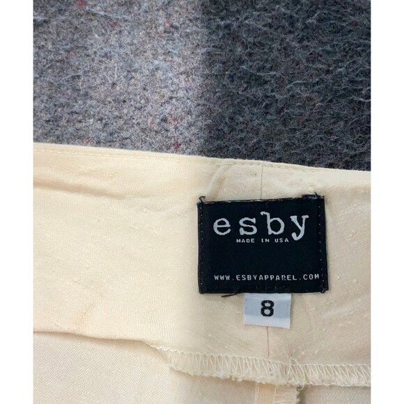 ESBY Lucia Pant Wide Leg Crop 100% Cotton Womens 8 Off White Made In USA - Picture 5 of 10